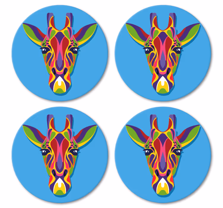 dessous de verre moderne Peinture girafe multicolore - TenStickers