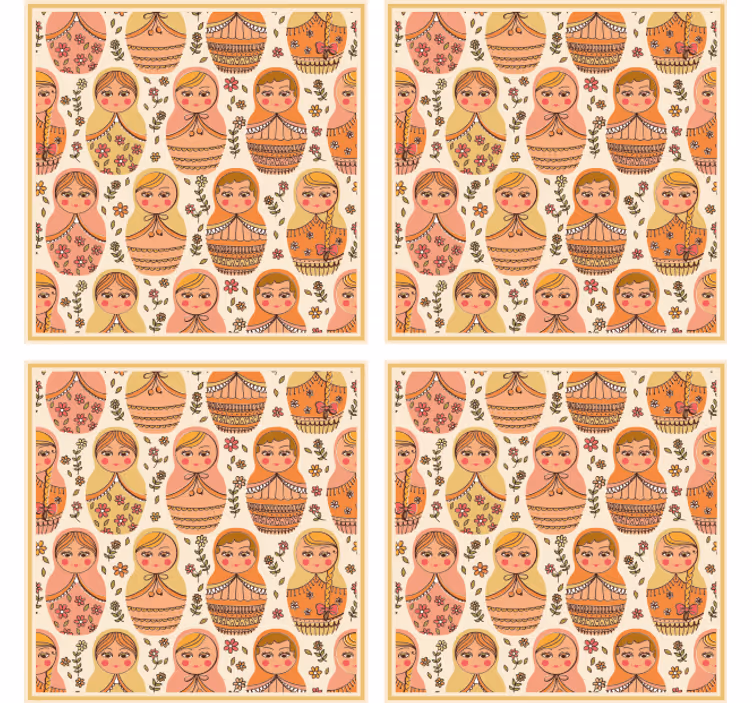 Sous verre bière motif poupées russes colorées - TenStickers