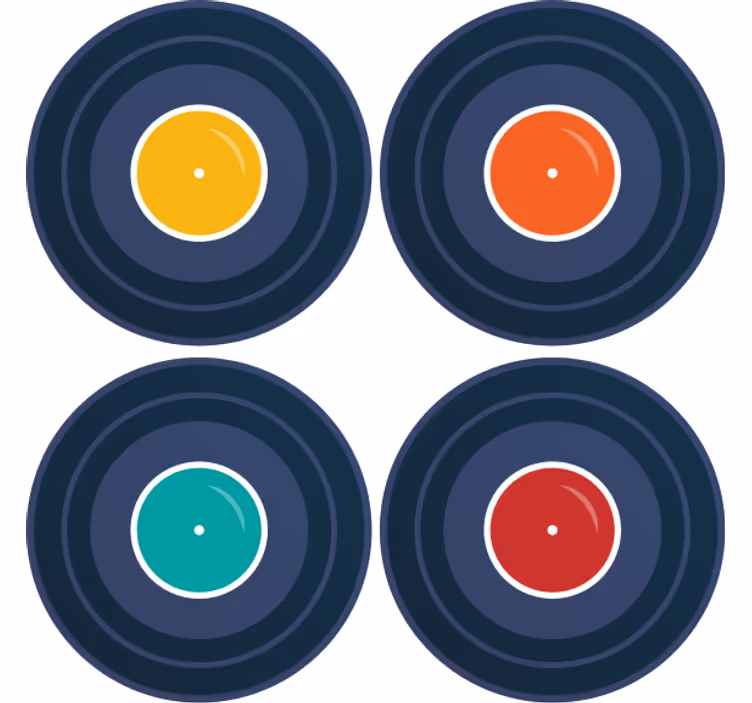 Sous verre bière inspiration vinyle coloré - TenStickers
