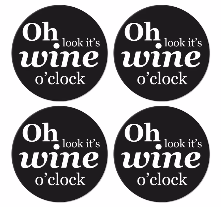 Dessous de verre regarde c'est l'heure du vin - TenStickers