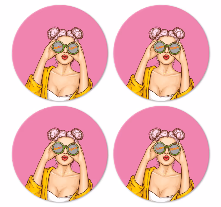 Sous verre bière personnage amusant avec lunettes - TenStickers