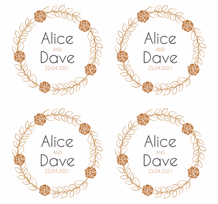 Sous verre mariage design personnalisé couronne florale - TenStickers