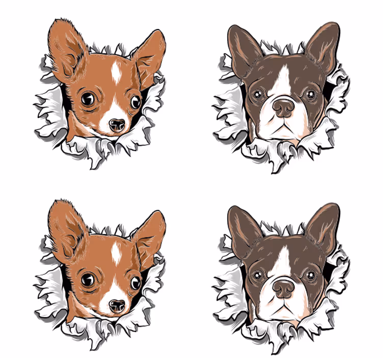 Sous verre bière visages de chihuahua et bulldog - TenStickers