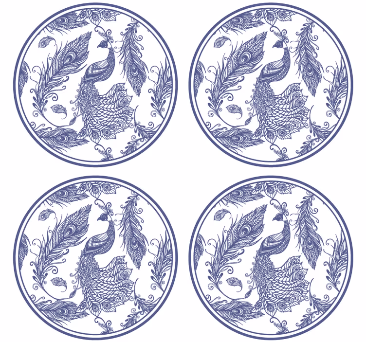 dessous de verre en carreaux Paon de delft - TenStickers