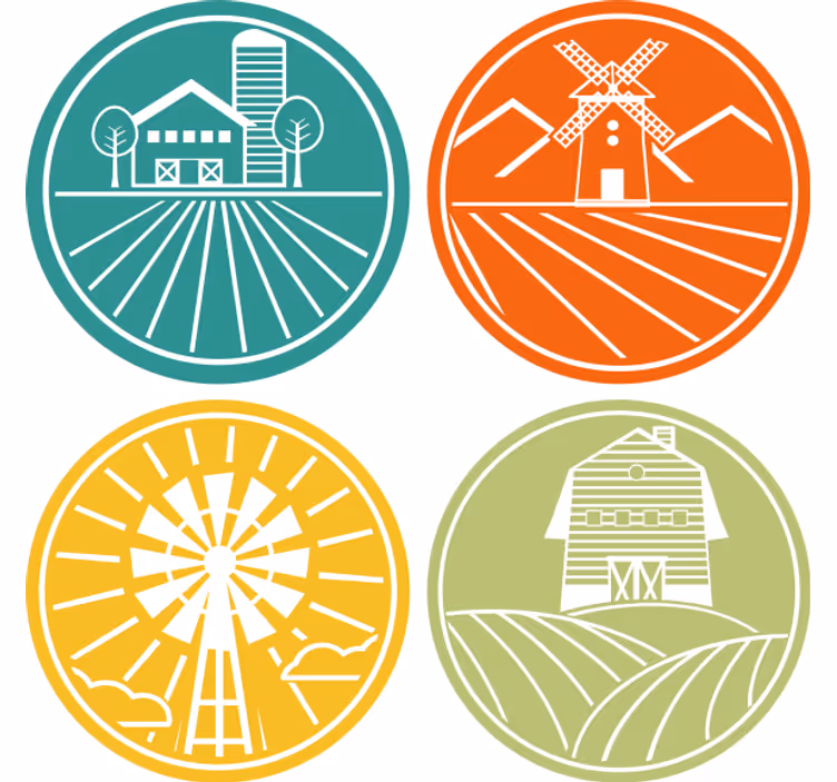 Sous verre vintage graphiques circulaires agricoles - TenStickers