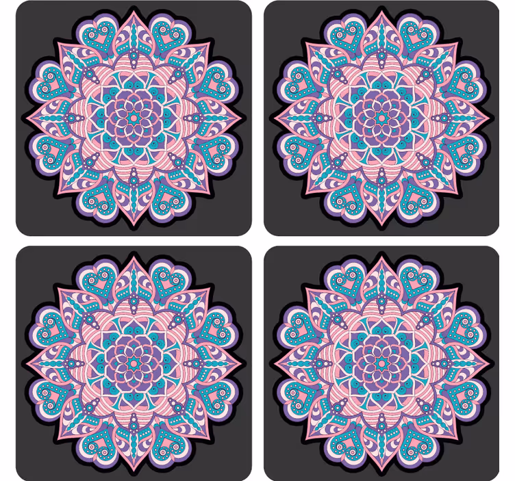 Sous verre bière mandala de cœurs colorés - TenStickers
