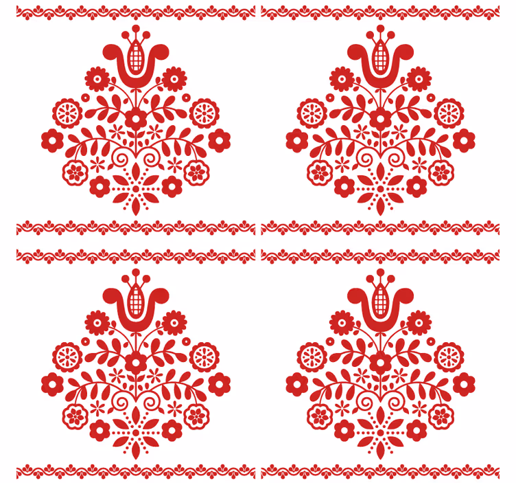 Sous verre motif floral folklorique - TenStickers