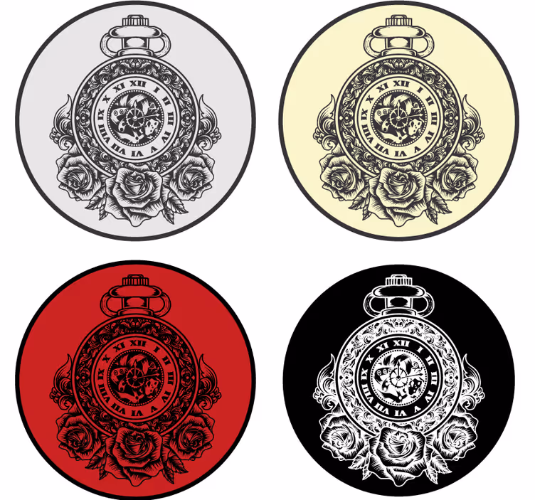 Sous verre vintage montre à gousset roses - TenStickers