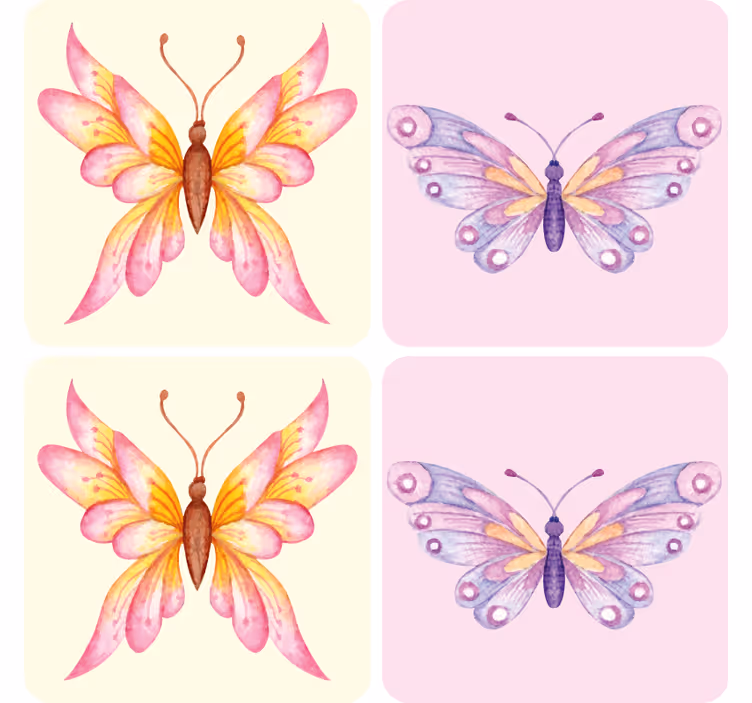 Sous verre bière motifs de papillons vibrants - TenStickers