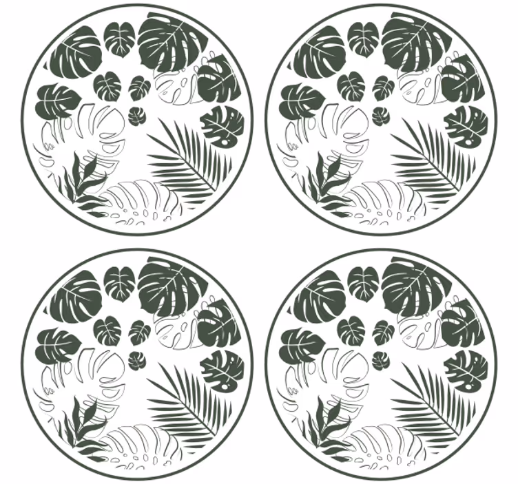 Sous verre motif cercle feuillage luxuriant - TenStickers