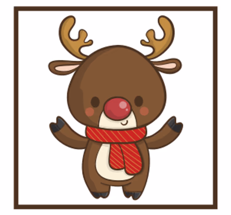 Sous verre noël renne joyeux avec écharpe - TenStickers