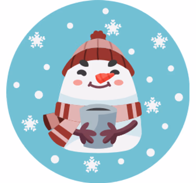 Sous verre noël bonhomme de neige tenant une tasse - TenStickers