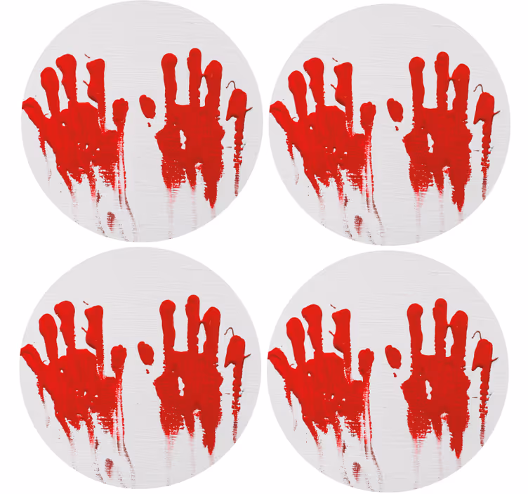 Sous verre halloween motif empreintes de main rouges - TenStickers