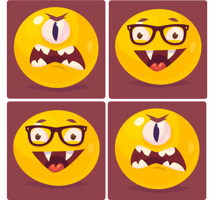 Sous verre bière visages souriants fantaisistes - TenStickers
