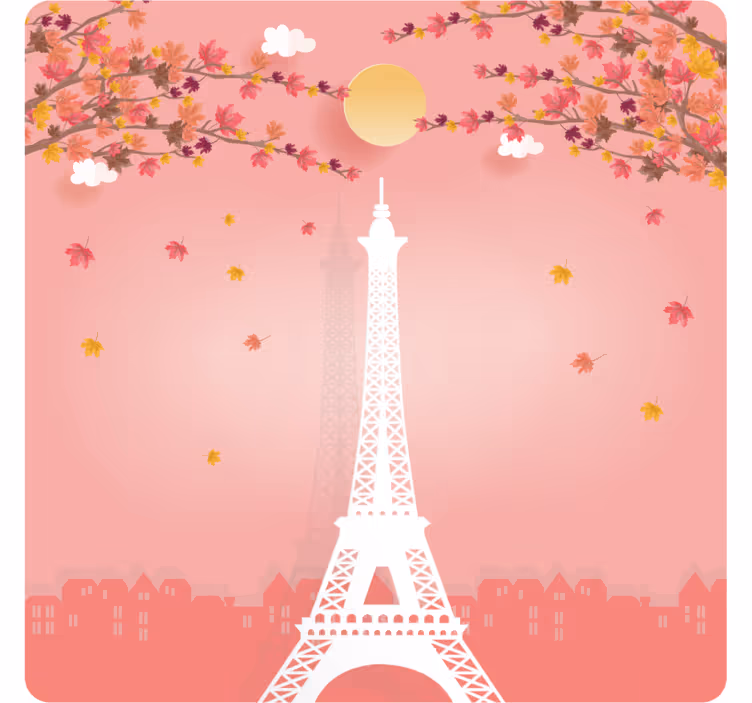 Sous verre moderne scène d'automne tour eiffel - TenStickers