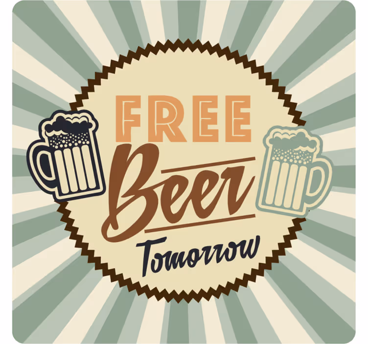Sous verre bière annonce rétro bière gratuite - TenStickers
