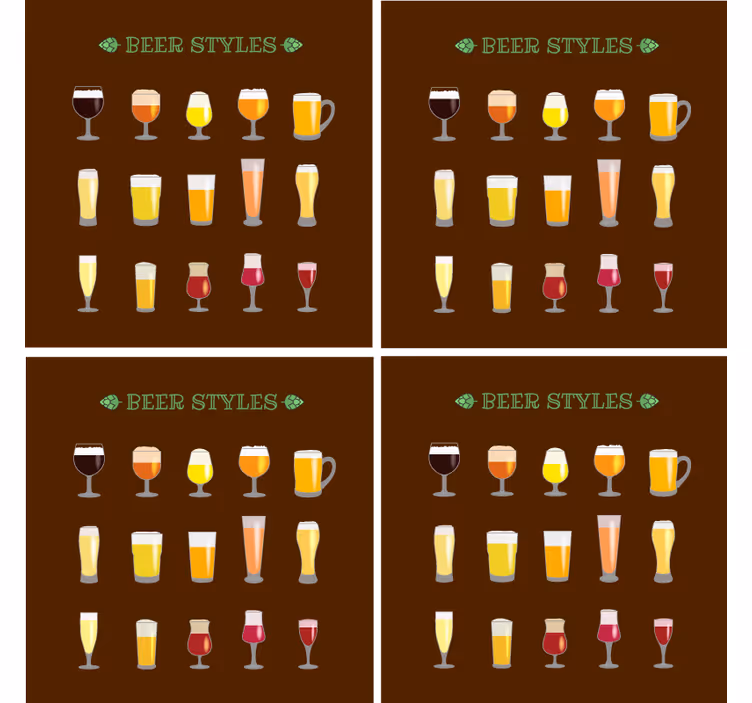 Sous verre bière variété de verres à bière - TenStickers
