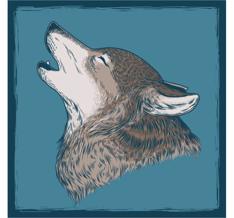 Sous verre bière illustration de loup hurlant - TenStickers