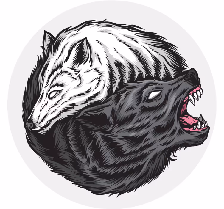 Sous verre bière têtes de loups contrastées - TenStickers