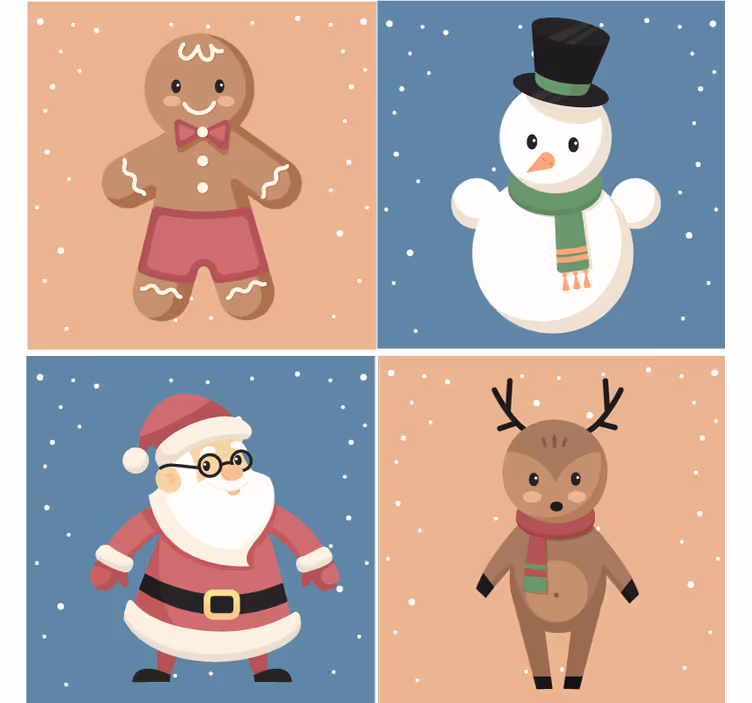Sous verre noël figurines en pain d'épice festives - TenStickers