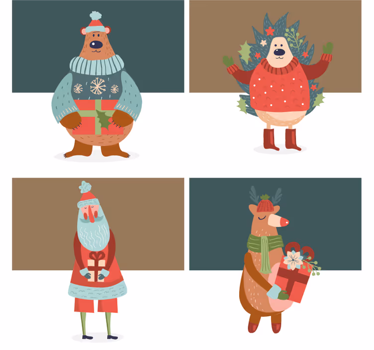 Sous verre noël collection de personnages festifs - TenStickers