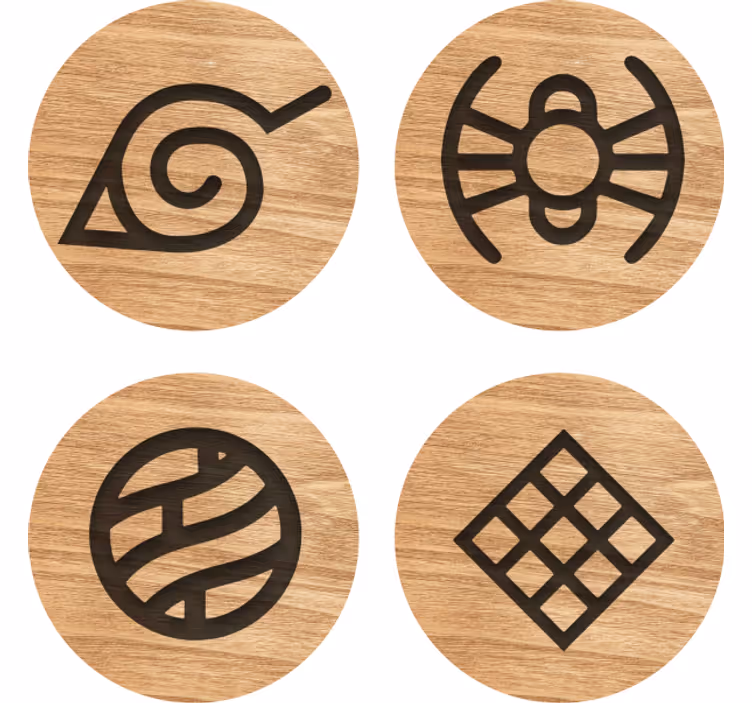 dessous de verre bizarre Modèle en bois de naruto - TenStickers