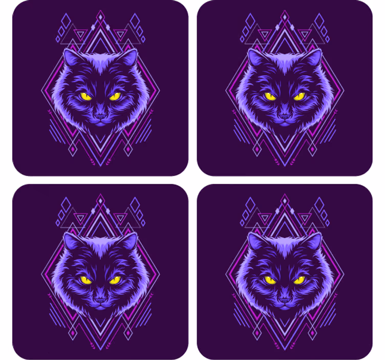 Sous verre bière illustration de chat élégant - TenStickers