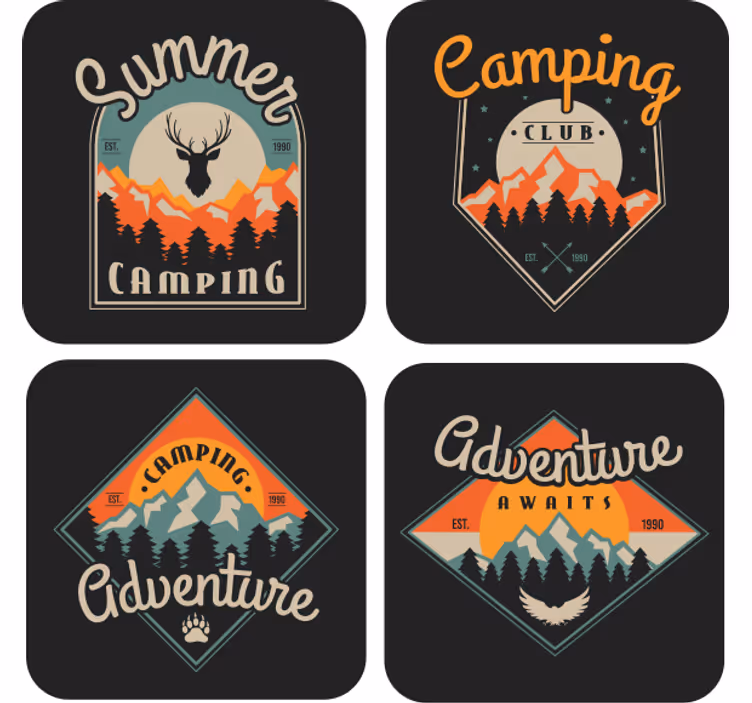 Sous verre vintage aventures de camping - TenStickers