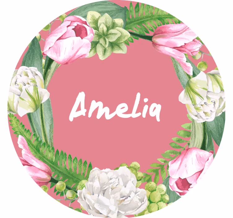 Sous verre personnalisable couronne florale rose - TenStickers