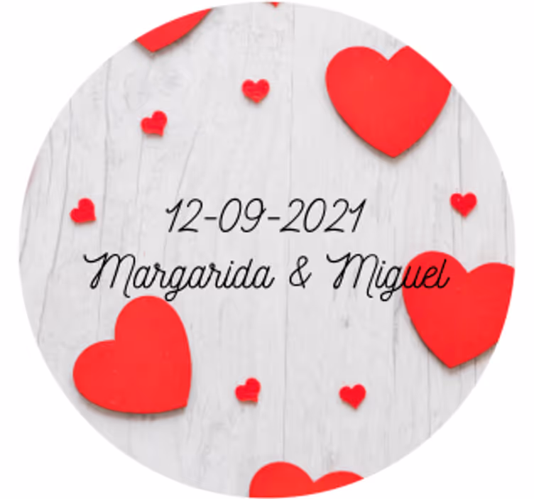 Sous verre mariage cœurs et personnalisation date - TenStickers