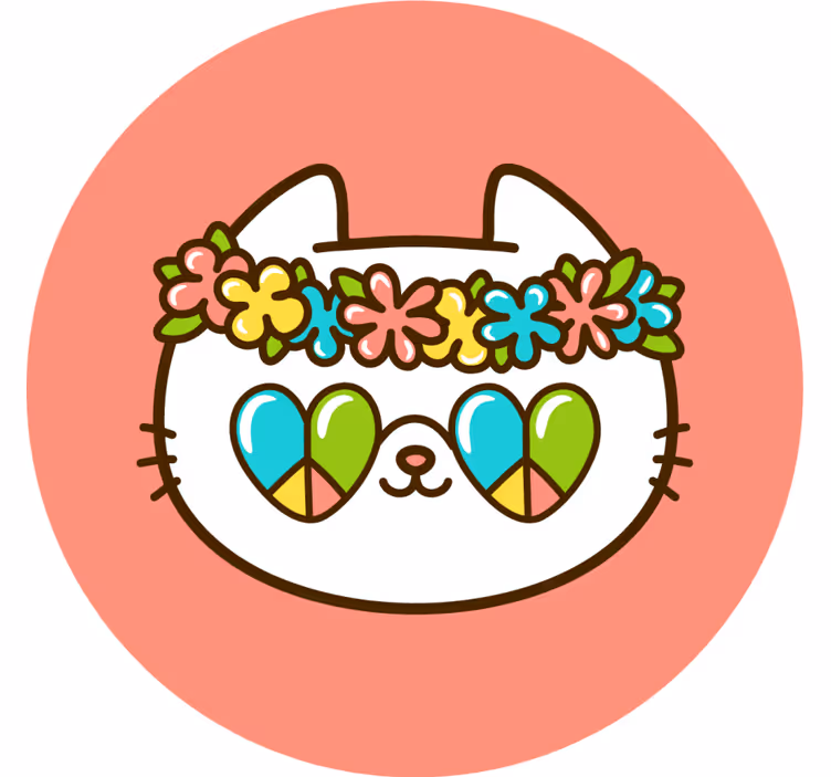 Sous verre bière chat couronné de fleurs - TenStickers