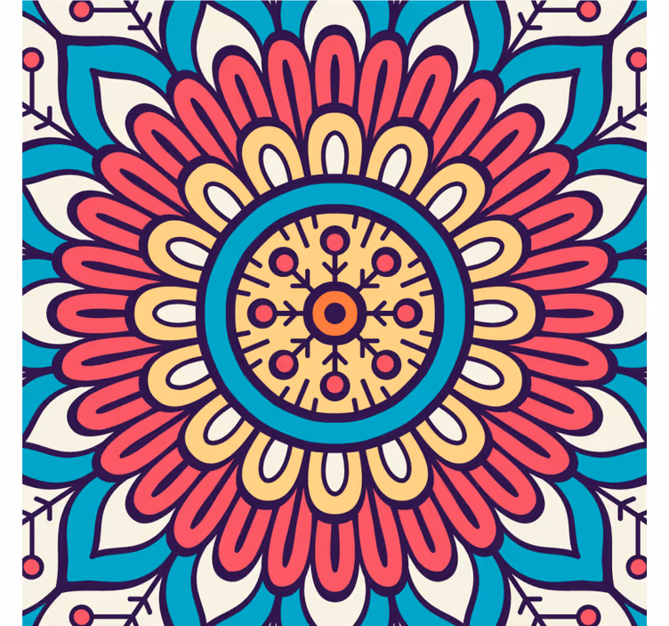 Sous verre motif floral circulaire - TenStickers