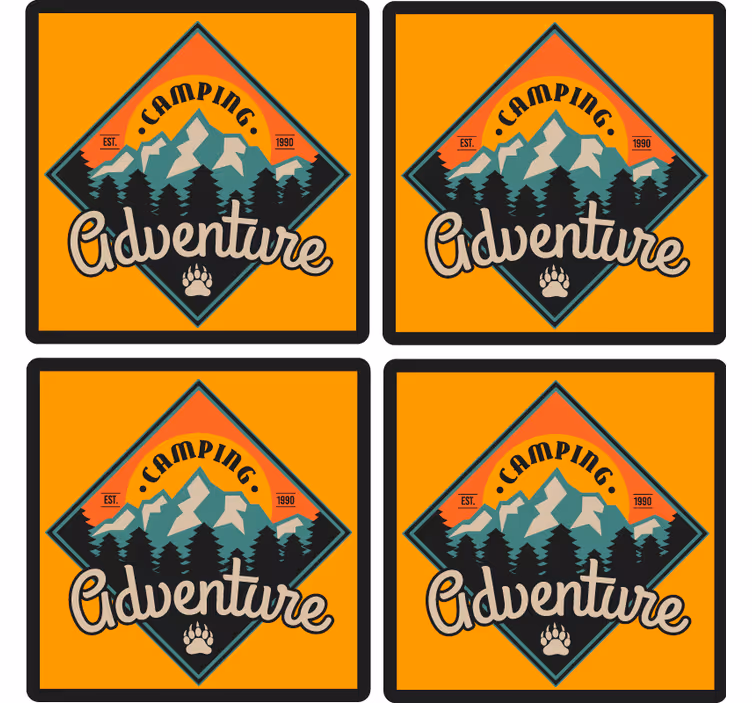 Sous verre citation badge aventure camping - TenStickers