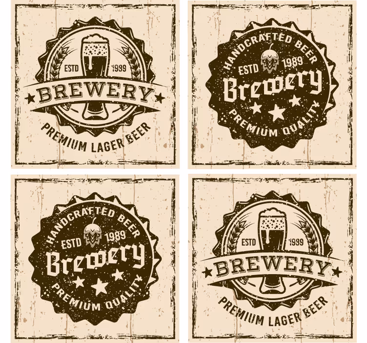 Sous verre bière design badge brasserie vintage - TenStickers