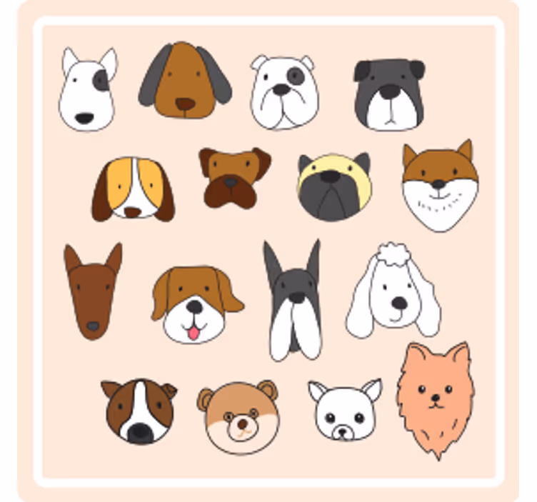 Sous verre bière visages d'animaux mignons - TenStickers