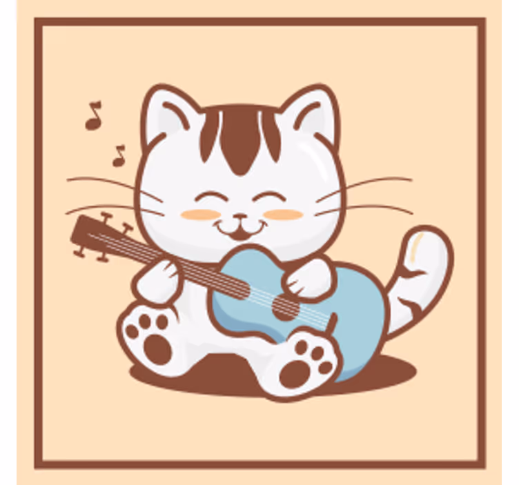 Sous verre bière chat espiègle jouant de la guitare - TenStickers