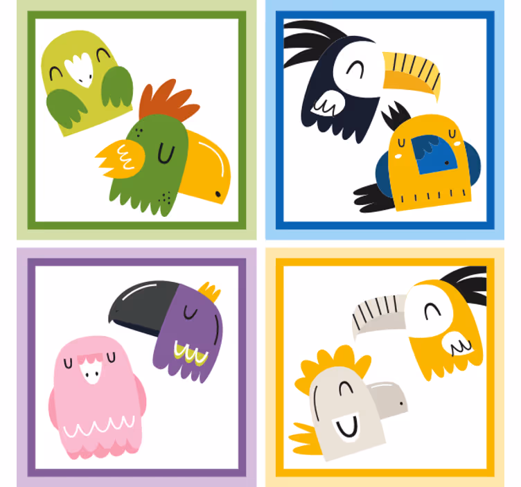 Sous verre bière visages d'oiseaux colorés - TenStickers