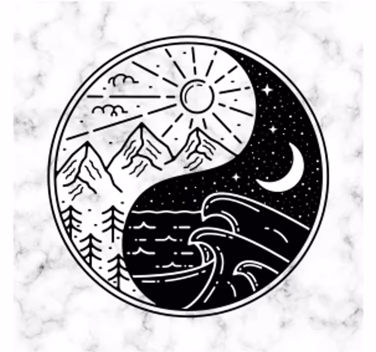 Sous verre bière contraste montagne et vagues - TenStickers