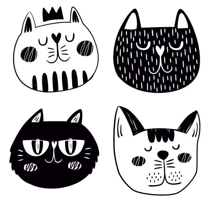 Sous verre bière illustrations de chats ludiques - TenStickers