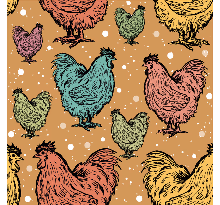 Sous verre bière motifs de poules colorées - TenStickers