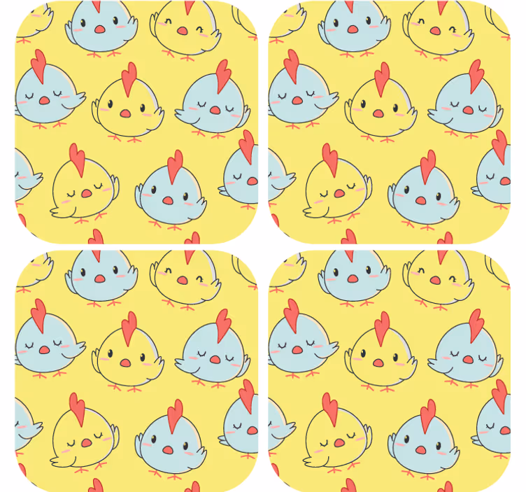 Sous verre bière visages de poules mignons - TenStickers