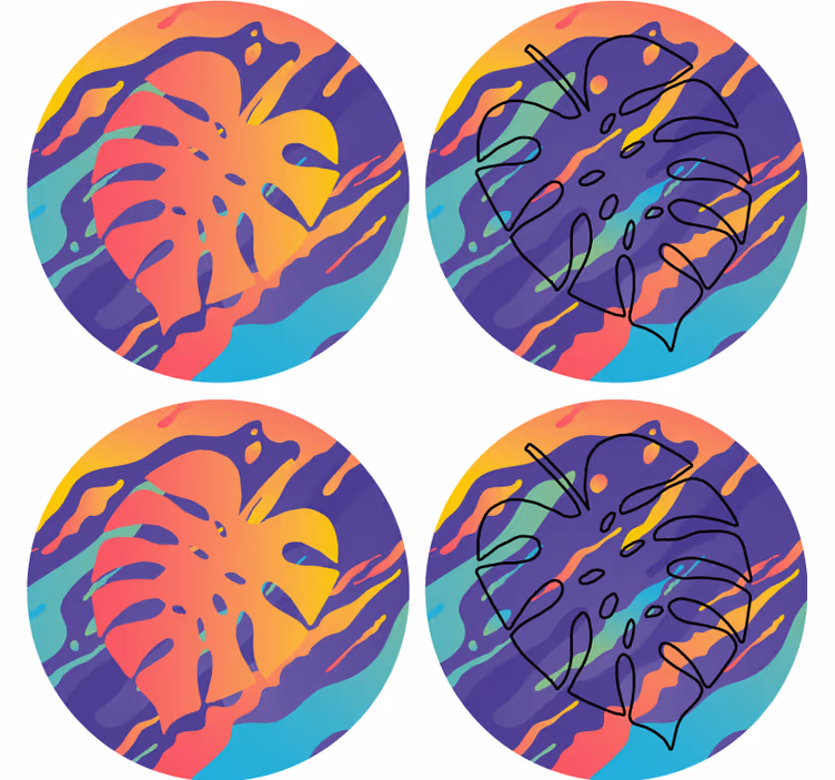 Sous verre motifs de feuilles colorées - TenStickers