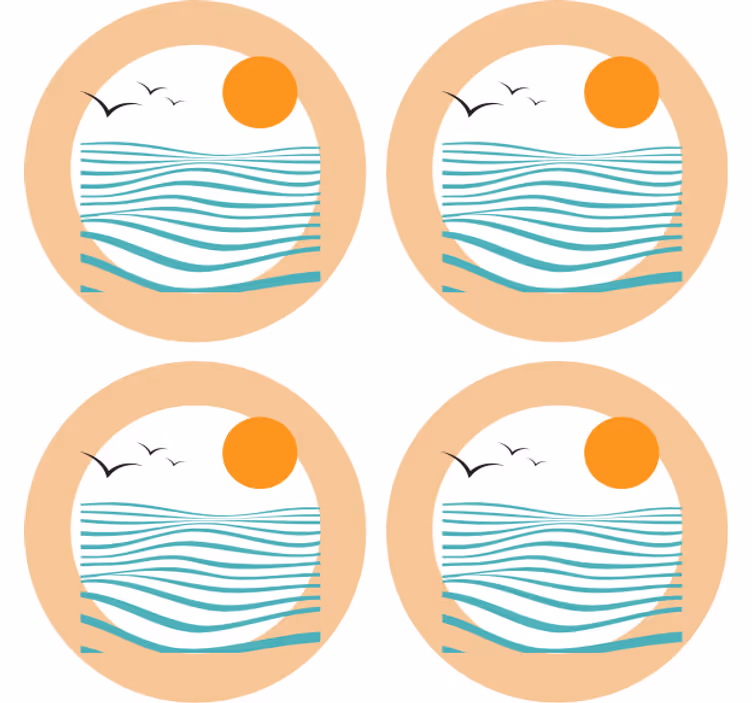 Sous verre moderne motif vague coucher de soleil - TenStickers
