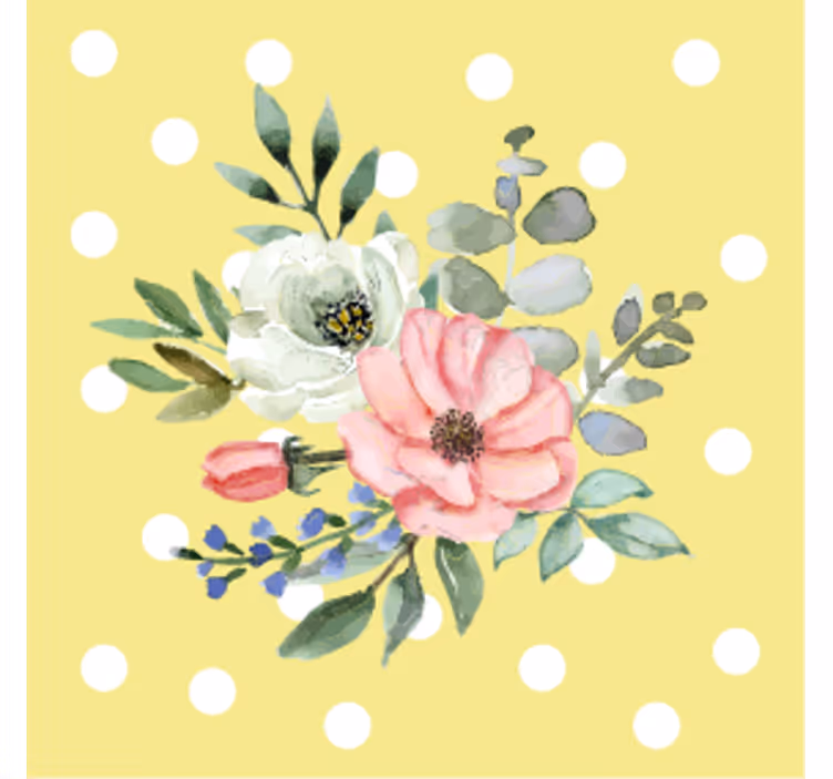 Sous verre moderne arrangement floral à pois - TenStickers