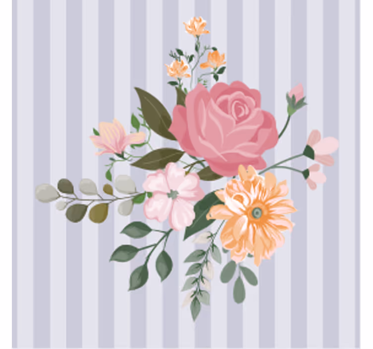 Sous verre bière rayures de fleurs - TenStickers