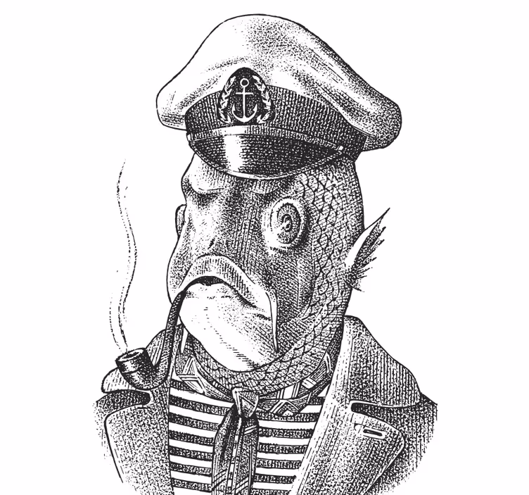 Sous verre bière personnage de poisson capitaine - TenStickers