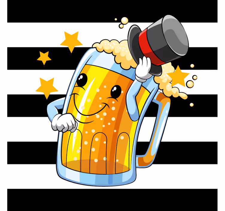 Sous verre bière mascotte joyeuse de bière - TenStickers