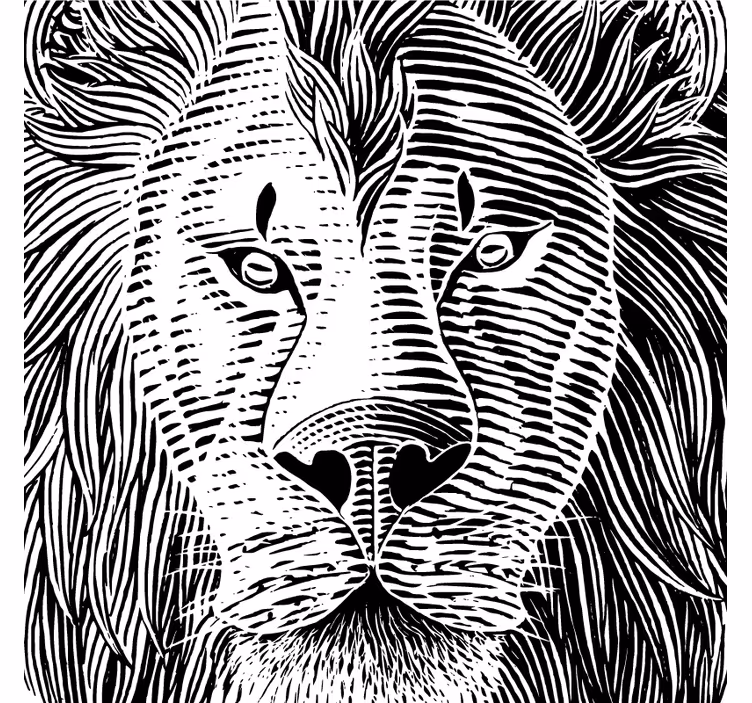 Sous verre bière illustration de lion détaillée - TenStickers