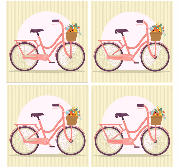 Sous verre moderne vélo rose avec fleurs - TenStickers