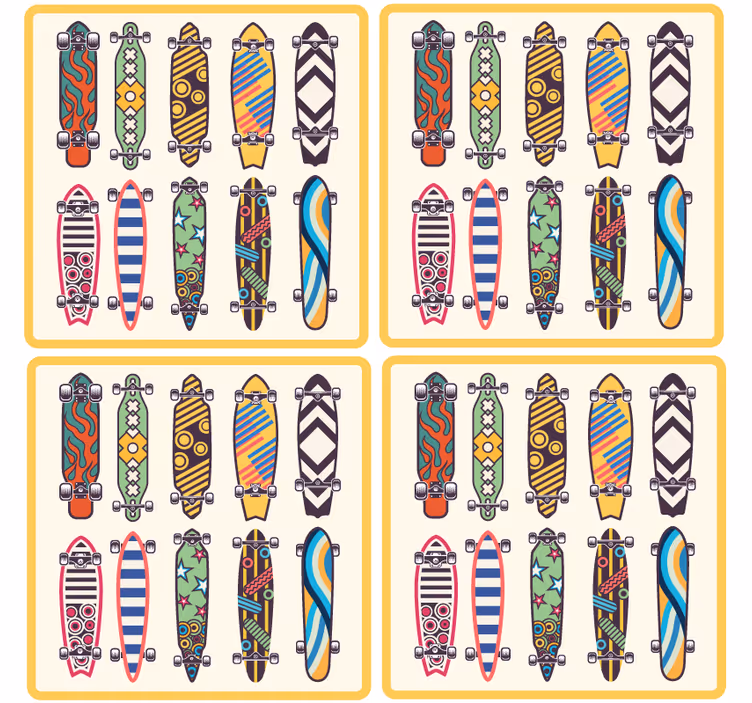 Sous verre bière motifs de skate colorés - TenStickers